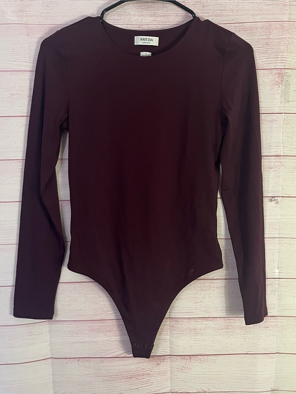 Aritzia Contour Long Sleeve Burgundy Thong Bodysuit Medium